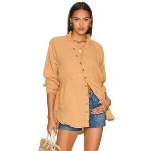 FP Summer Daydream Frayed Button Down Top